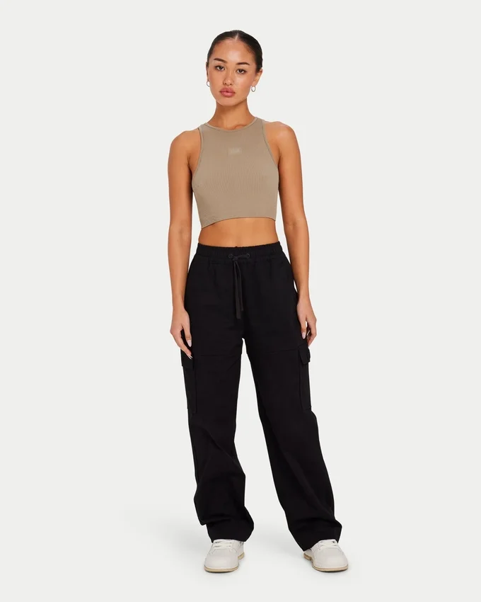 Base Racer Crop-Top für Damen – Graugrün Base Racer Crop-Top für Damen – Graugrün
