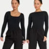 Damen-Basics: Dual-Wear-Langarm-Oberteil – schwarz Damen-Basics: Dual-Wear-Langarm-Oberteil – schwarz