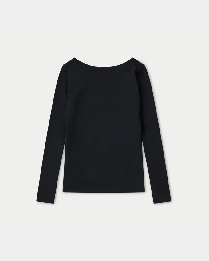 Damen-Basics: Dual-Wear-Langarm-Oberteil – schwarz Damen-Basics: Dual-Wear-Langarm-Oberteil – schwarz