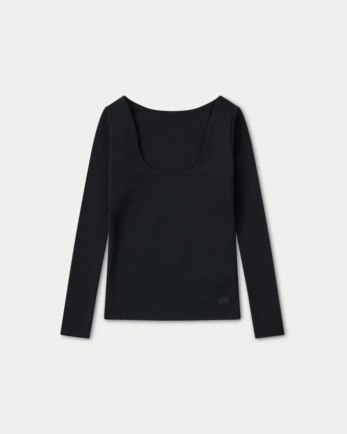 Damen-Basics: Dual-Wear-Langarm-Oberteil – schwarz Damen-Basics: Dual-Wear-Langarm-Oberteil – schwarz