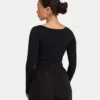 Damen-Basics: Dual-Wear-Langarm-Oberteil – schwarz Damen-Basics: Dual-Wear-Langarm-Oberteil – schwarz
