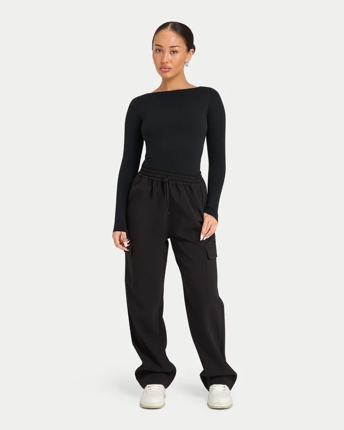 Damen-Basics: Dual-Wear-Langarm-Oberteil – schwarz Damen-Basics: Dual-Wear-Langarm-Oberteil – schwarz