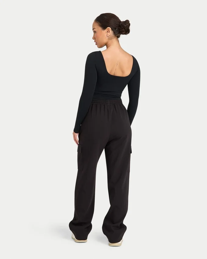 Damen-Basics: Dual-Wear-Langarm-Oberteil – schwarz Damen-Basics: Dual-Wear-Langarm-Oberteil – schwarz