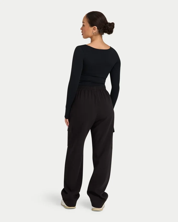 Damen-Basics: Dual-Wear-Langarm-Oberteil – schwarz Damen-Basics: Dual-Wear-Langarm-Oberteil – schwarz