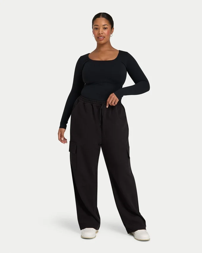 Damen-Basics: Dual-Wear-Langarm-Oberteil – schwarz Damen-Basics: Dual-Wear-Langarm-Oberteil – schwarz
