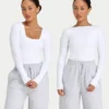 Damen-Basics: Dual-Wear-Langarm-Oberteil – Weiß Damen-Basics: Dual-Wear-Langarm-Oberteil – Weiß