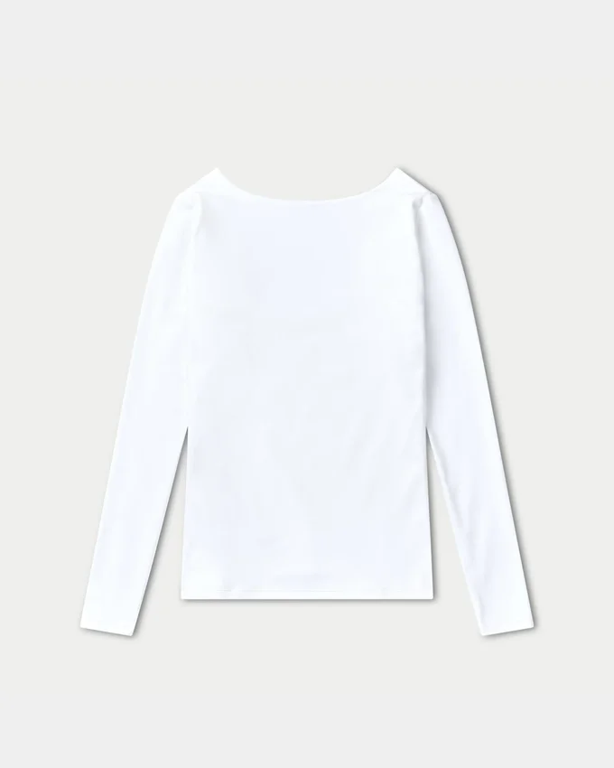 Damen-Basics: Dual-Wear-Langarm-Oberteil – Weiß Damen-Basics: Dual-Wear-Langarm-Oberteil – Weiß