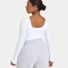 Damen-Basics: Dual-Wear-Langarm-Oberteil – Weiß Damen-Basics: Dual-Wear-Langarm-Oberteil – Weiß
