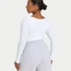 Damen-Basics: Dual-Wear-Langarm-Oberteil – Weiß Damen-Basics: Dual-Wear-Langarm-Oberteil – Weiß