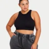 Damen-Crop-Top „Base Racer“ – schwarz Damen-Crop-Top „Base Racer“ – schwarz
