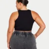 Damen-Crop-Top „Base Racer“ – schwarz Damen-Crop-Top „Base Racer“ – schwarz