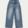 Damen-Denim-Jeans mit weitem Bein – Mid-Wash Damen-Denim-Jeans mit weitem Bein – Mid-Wash
