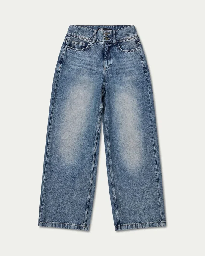 Damen-Denim-Jeans mit weitem Bein – Mid-Wash Damen-Denim-Jeans mit weitem Bein – Mid-Wash