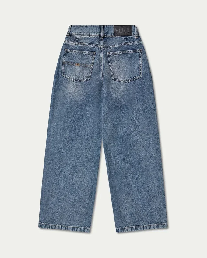 Damen-Denim-Jeans mit weitem Bein – Mid-Wash Damen-Denim-Jeans mit weitem Bein – Mid-Wash