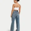 Damen-Denim-Jeans mit weitem Bein – Mid-Wash Damen-Denim-Jeans mit weitem Bein – Mid-Wash