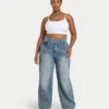 Damen-Denim-Jeans mit weitem Bein – Mid-Wash Damen-Denim-Jeans mit weitem Bein – Mid-Wash