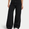 Damen-Denim-Jeans mit weitem Bein – schwarz Damen-Denim-Jeans mit weitem Bein – schwarz