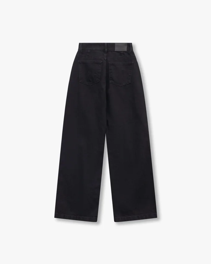 Damen-Denim-Jeans mit weitem Bein – schwarz Damen-Denim-Jeans mit weitem Bein – schwarz