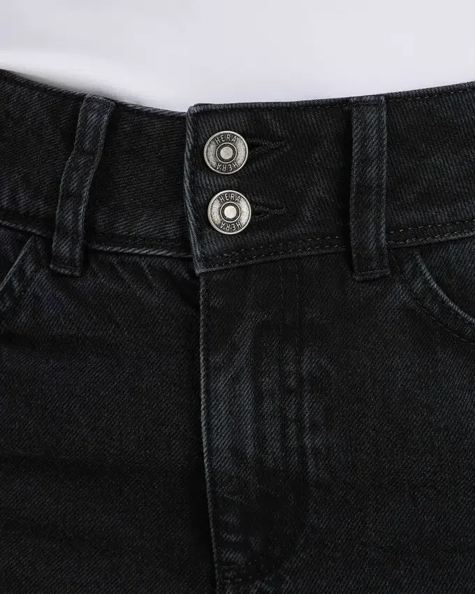 Damen-Denim-Jeans mit weitem Bein – schwarz Damen-Denim-Jeans mit weitem Bein – schwarz