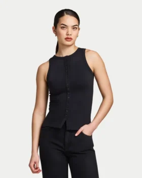 Damen-Essentials-Oberteil mit Knöpfen