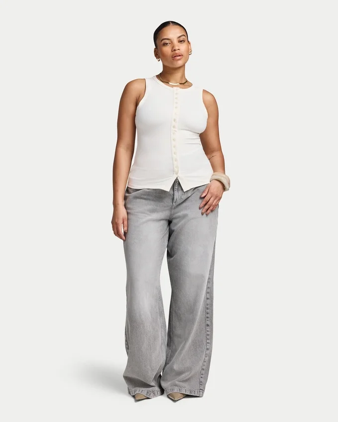 Damen-Essentials-Oberteil mit Knöpfen Damen-Essentials-Oberteil mit Knöpfen