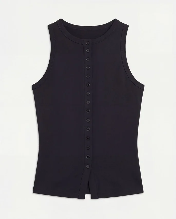 Damen-Essentials-Oberteil mit Knöpfen Damen-Essentials-Oberteil mit Knöpfen