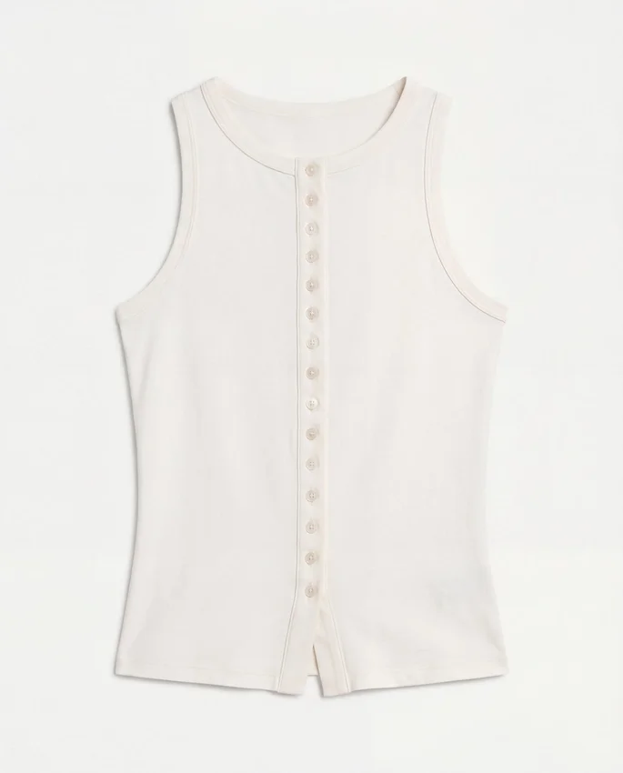 Damen-Essentials-Oberteil mit Knöpfen Damen-Essentials-Oberteil mit Knöpfen