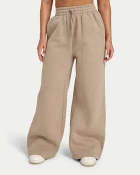 Damen-Jogginghose mit weitem Bein – Mokka