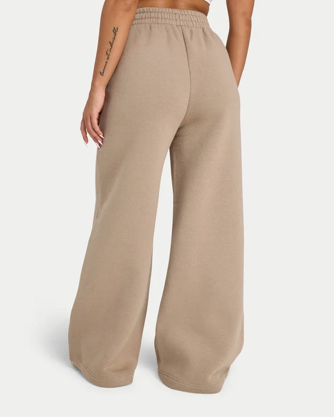 Damen-Jogginghose mit weitem Bein – Mokka Damen-Jogginghose mit weitem Bein – Mokka