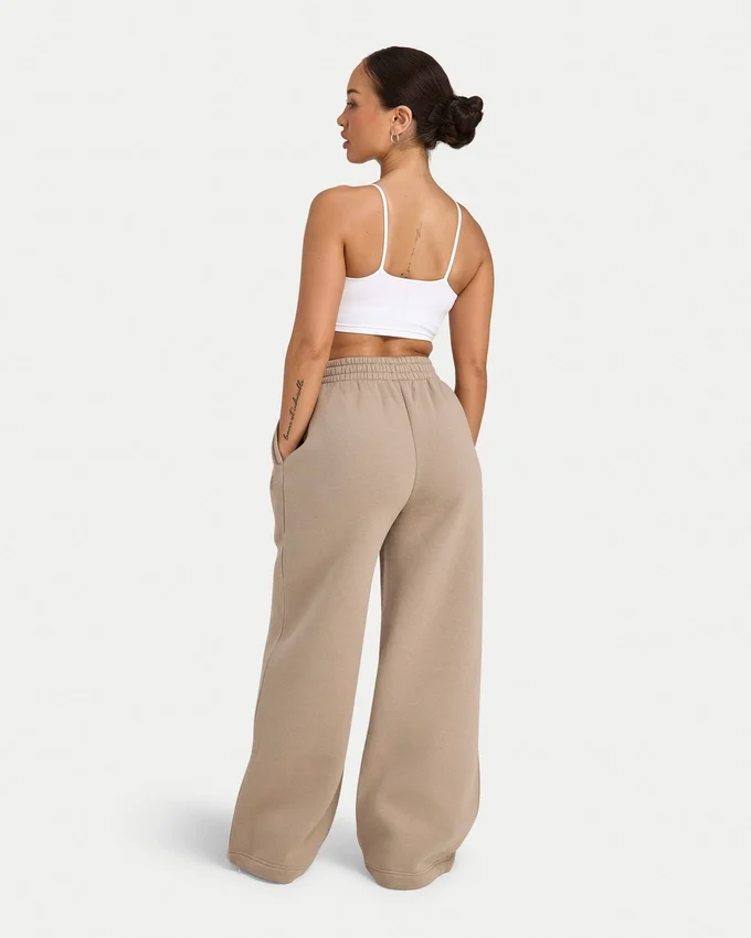 Damen-Jogginghose mit weitem Bein – Mokka Damen-Jogginghose mit weitem Bein – Mokka