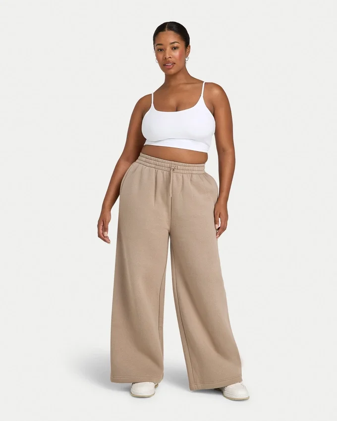 Damen-Jogginghose mit weitem Bein – Mokka Damen-Jogginghose mit weitem Bein – Mokka