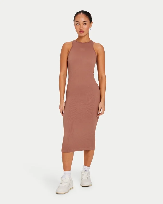 Damen-Midi-Kleid „Base Racer“ – Eichelbraun Damen-Midi-Kleid „Base Racer“ – Eichelbraun