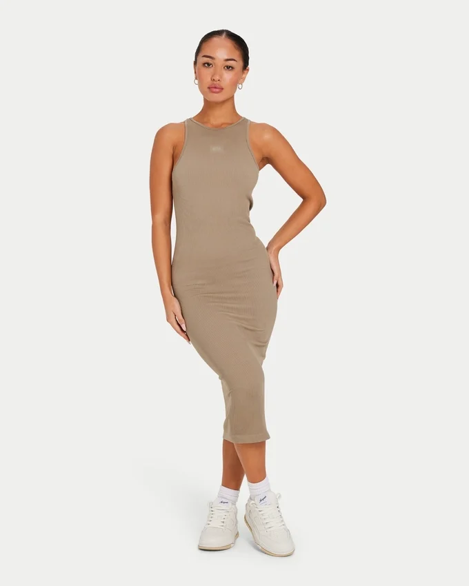Damen-Midi-Kleid „Base Racer“ – Graugrün Damen-Midi-Kleid „Base Racer“ – Graugrün