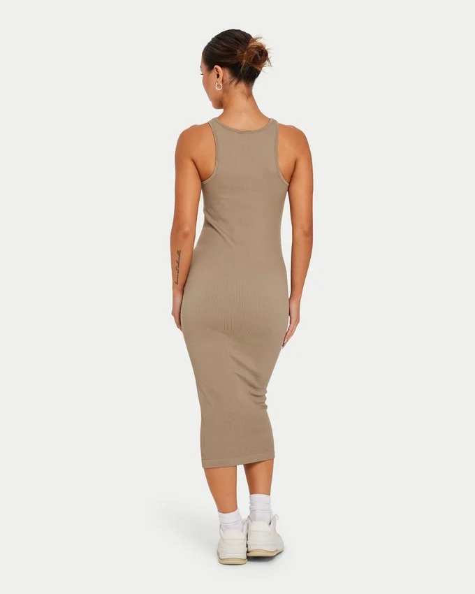 Damen-Midi-Kleid „Base Racer“ – Graugrün Damen-Midi-Kleid „Base Racer“ – Graugrün