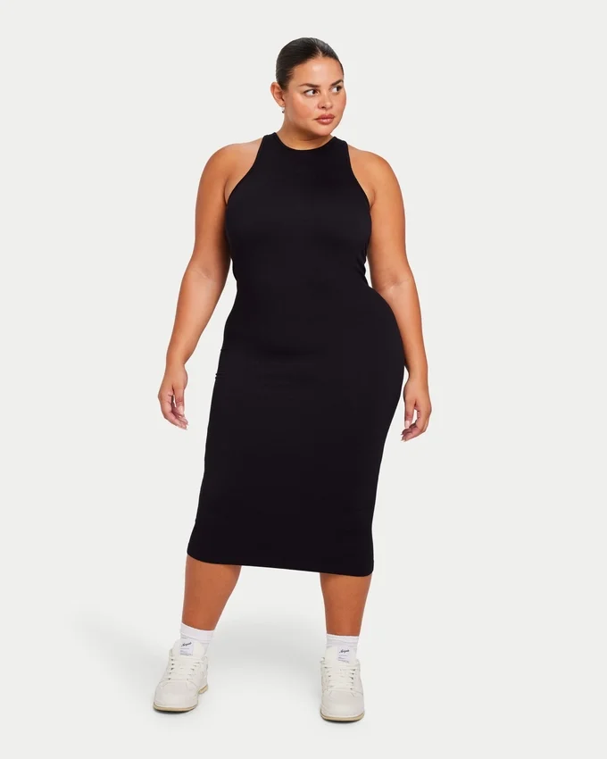 Damen-Midi-Kleid „Base Racer“ – schwarz Damen-Midi-Kleid „Base Racer“ – schwarz