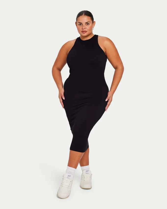 Damen-Midi-Kleid „Base Racer“ – schwarz Damen-Midi-Kleid „Base Racer“ – schwarz
