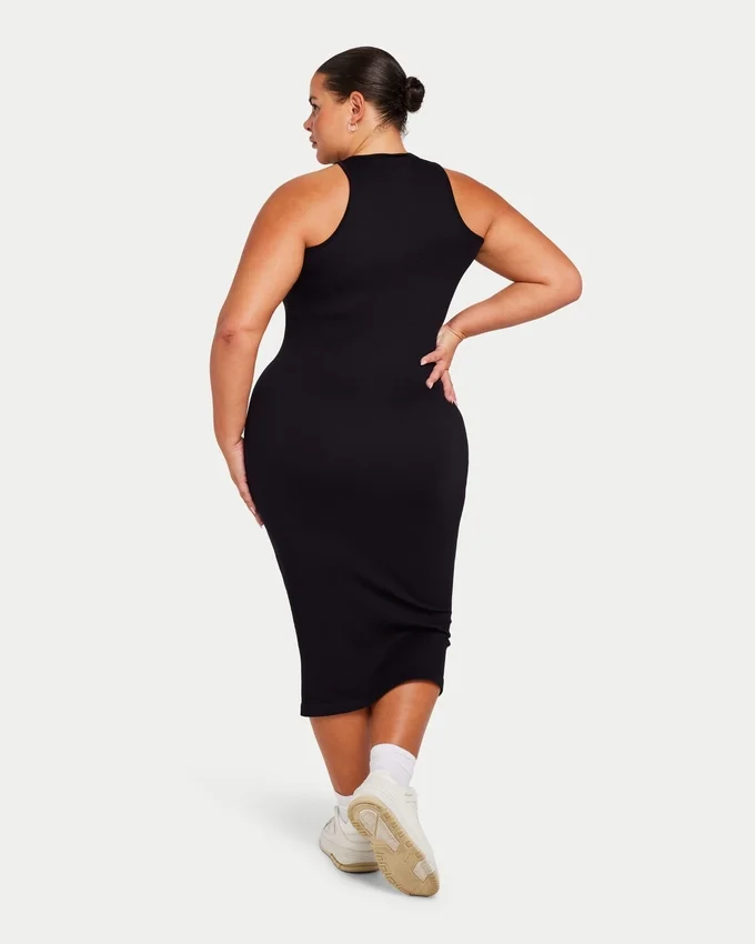 Damen-Midi-Kleid „Base Racer“ – schwarz Damen-Midi-Kleid „Base Racer“ – schwarz