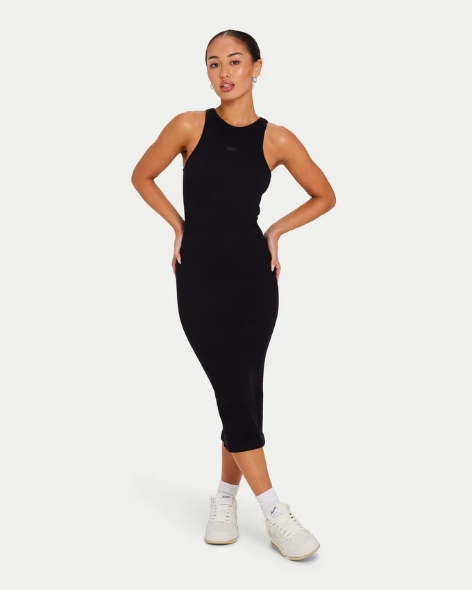Damen-Midi-Kleid „Base Racer“ – schwarz Damen-Midi-Kleid „Base Racer“ – schwarz