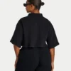 Damen-Resort-Crop-Shirt – schwarz Damen-Resort-Crop-Shirt – schwarz
