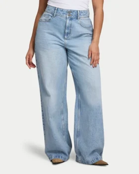 Damenweite Jeans – Hellblau
