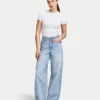Damenweite Jeans – Hellblau