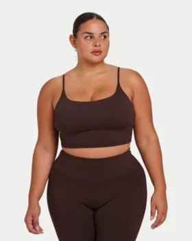 Essential Crop-Top für Damen – schieferbraun