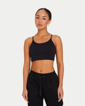 Essential Crop-Top für Damen – schwarz