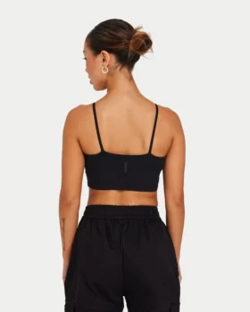 Essential Crop-Top für Damen – schwarz