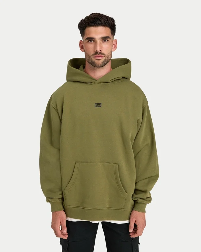 Herren-Hoodie „Collective“ in Oversize-Passform – olivgrün Herren-Hoodie „Collective“ in Oversize-Passform – olivgrün