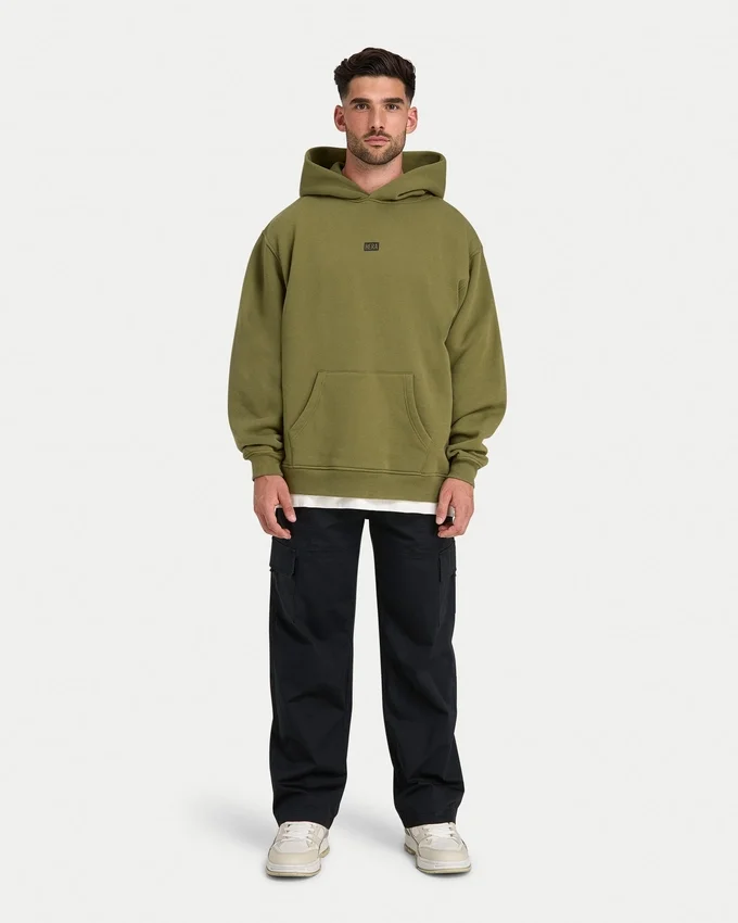 Herren-Hoodie „Collective“ in Oversize-Passform – olivgrün Herren-Hoodie „Collective“ in Oversize-Passform – olivgrün