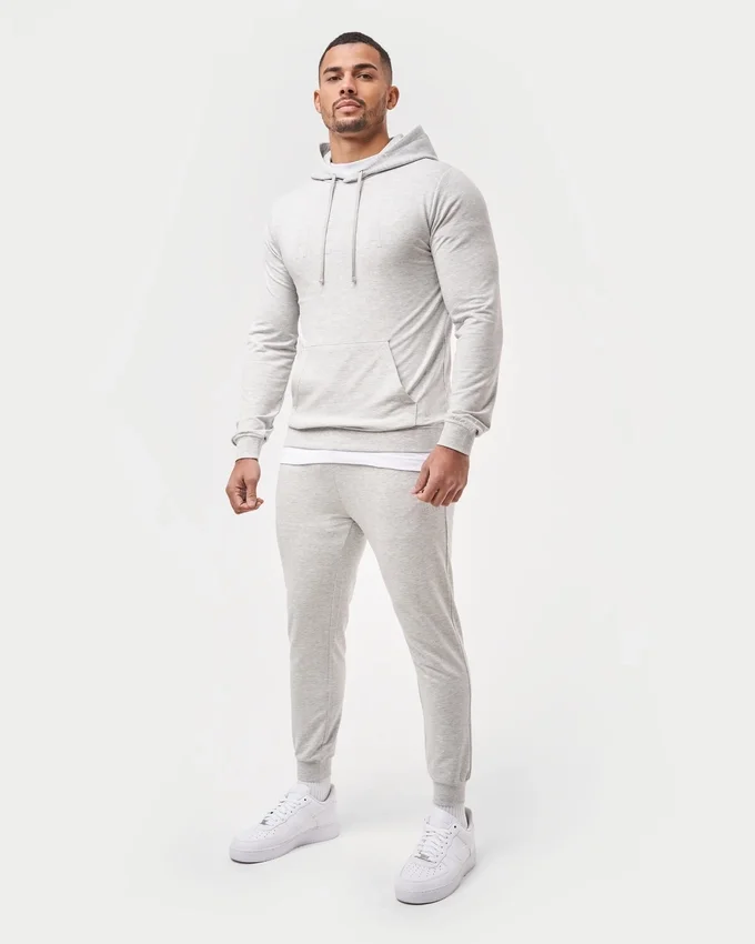 Herren-Hoodie in Slim-Fit-Passform – Grau meliert Herren-Hoodie in Slim-Fit-Passform – Grau meliert