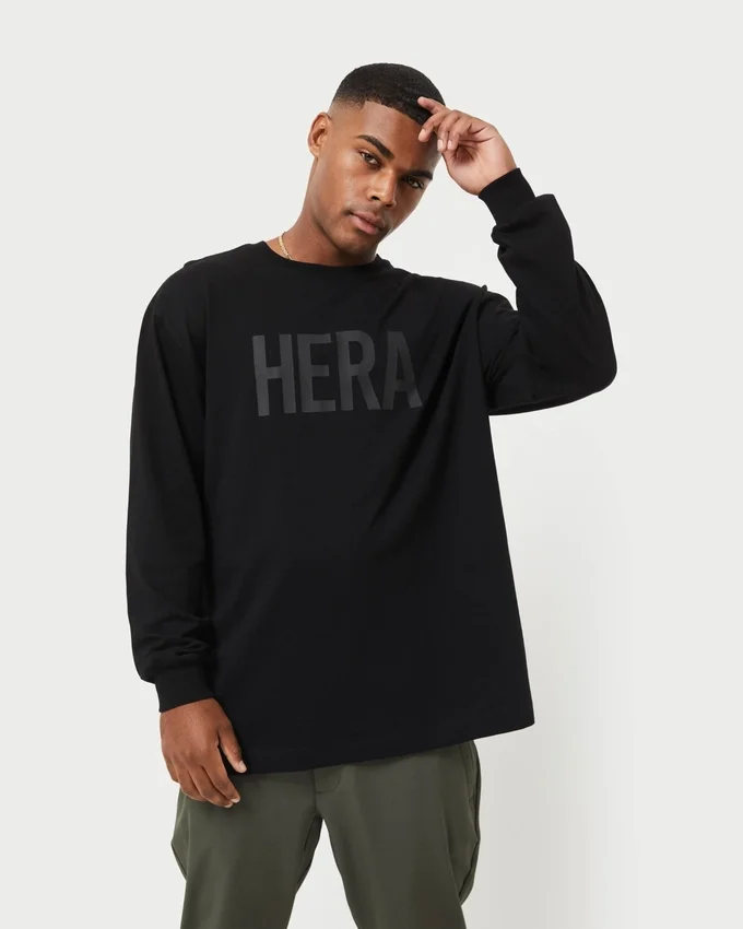 Herren-Label-Langarm-T-Shirt – schwarz Herren-Label-Langarm-T-Shirt – schwarz