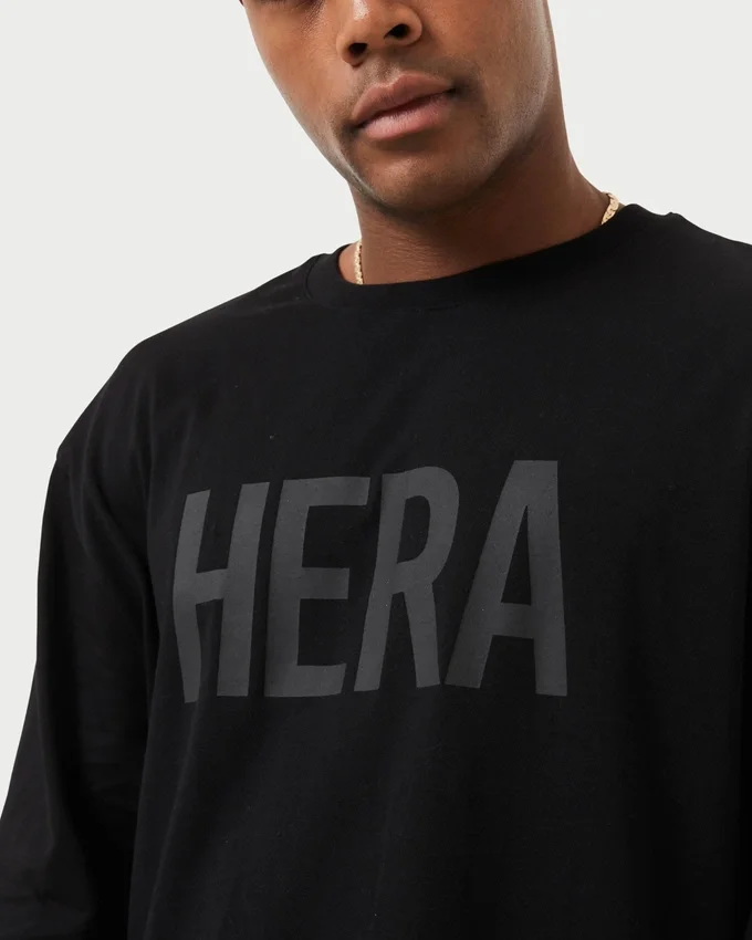 Herren-Label-Langarm-T-Shirt – schwarz Herren-Label-Langarm-T-Shirt – schwarz