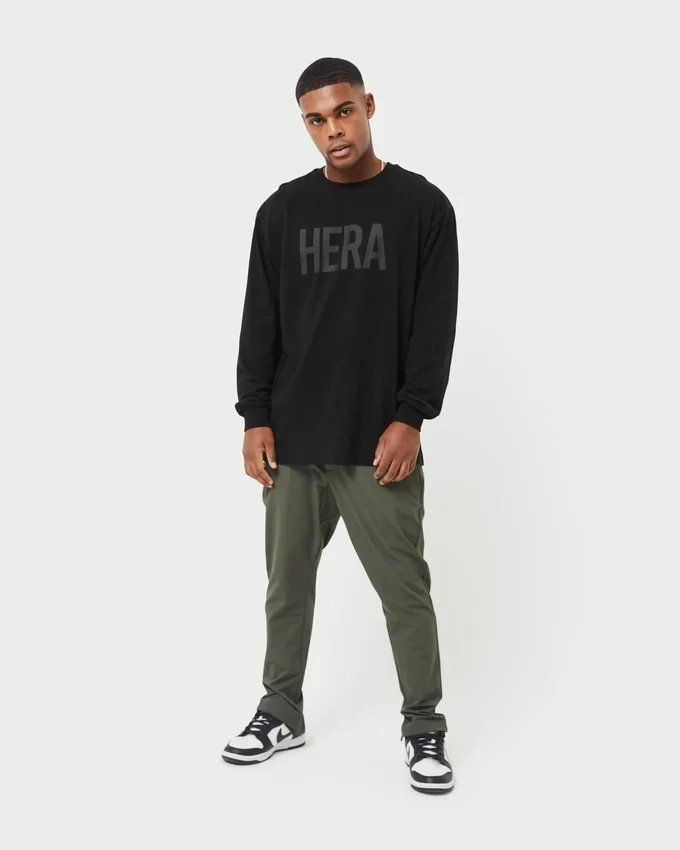 Herren-Label-Langarm-T-Shirt – schwarz Herren-Label-Langarm-T-Shirt – schwarz
